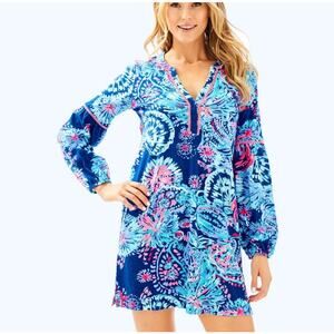 Lilly Pulitzer Joy Tunic Dress, Multicolor Seashell Coastal Print, Cotton Modal